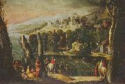 Pietro, Nicolo di Landschaft mit Damen und Reitern oil painting